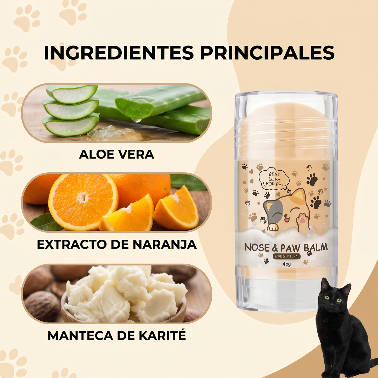 Ingredientes principales: aloe vera, extracto de naranja y manteca de karité